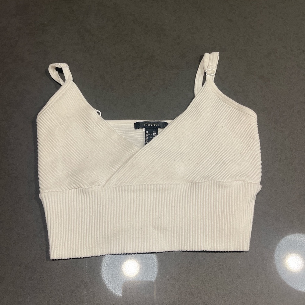 Forever 21 Cream Ribbed Camisole